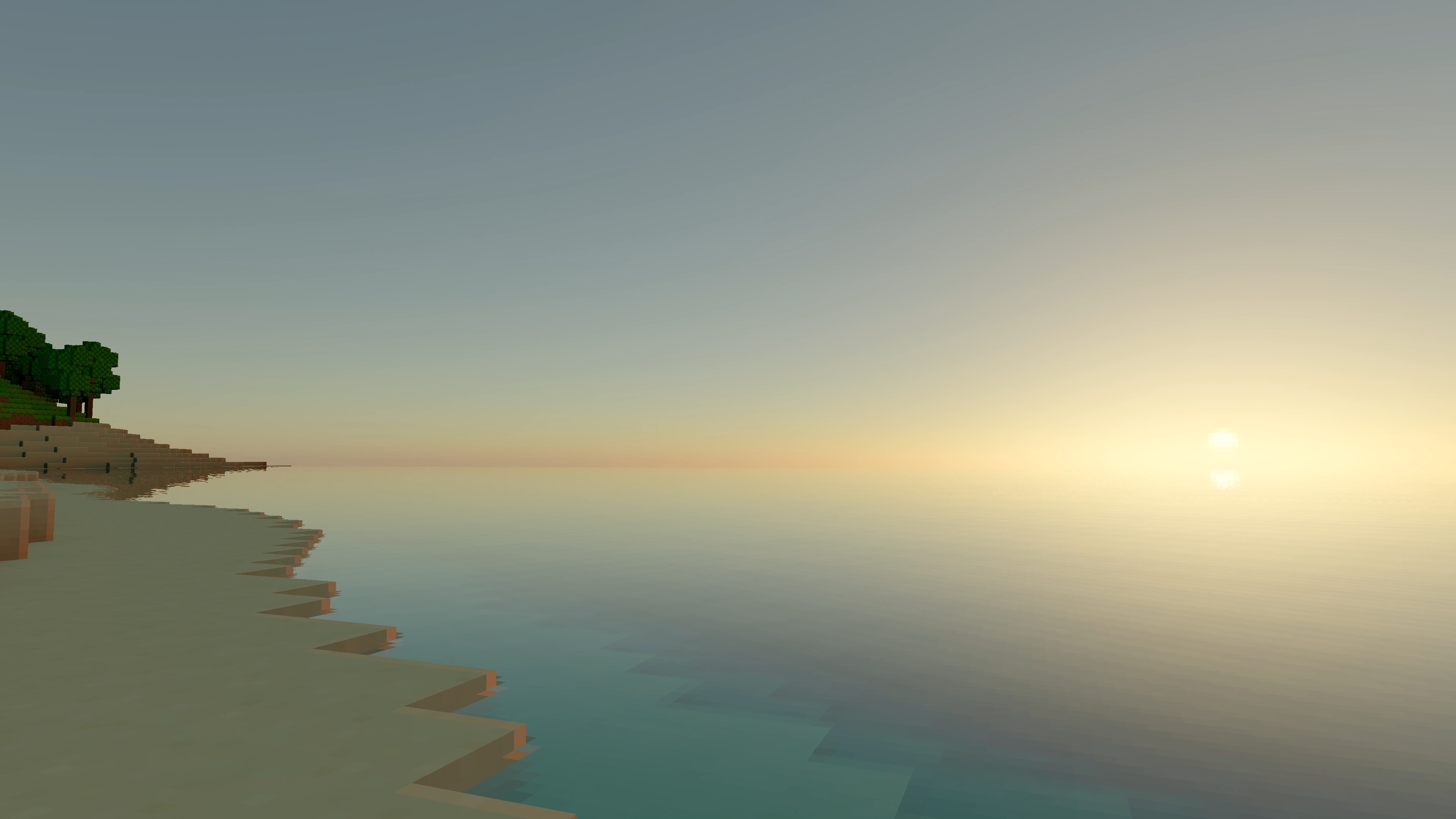 A beach at sunset